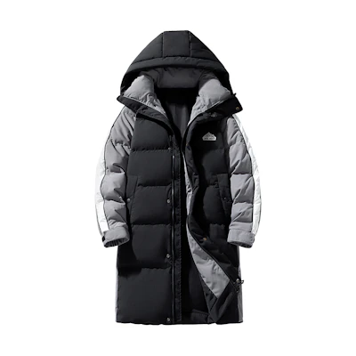 Jeep Armor Series Unisex Long Colorblock Hooded Down Jacket for Winter Warmth P74JMWD416