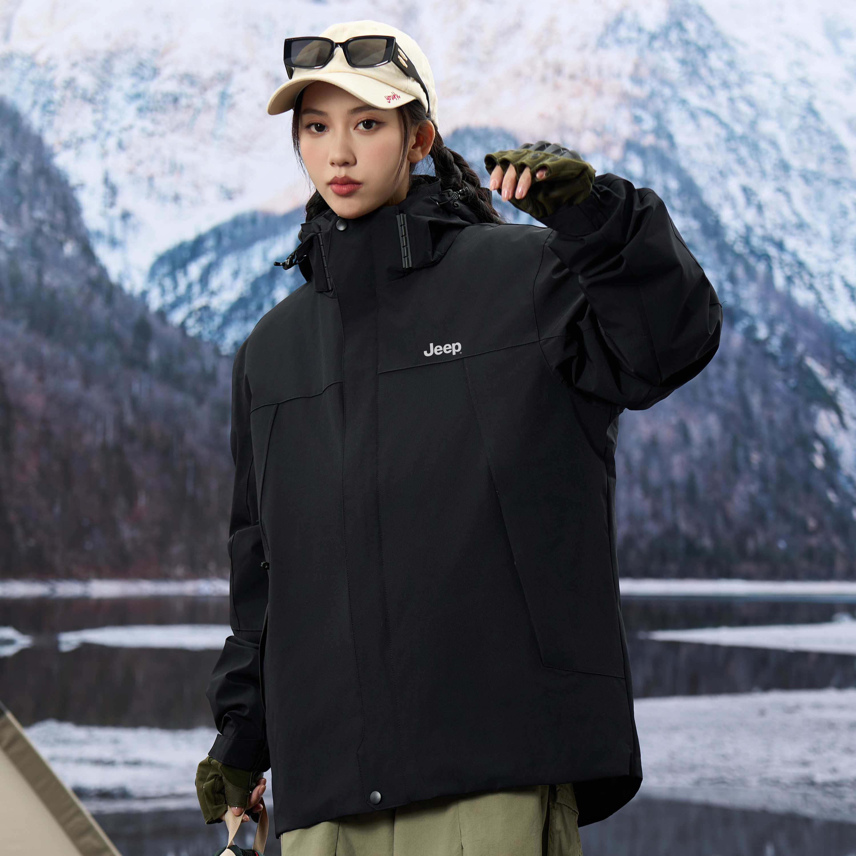 Shop Jeep Beta系列AR防水户外三合一男女通用滑雪徒步夹克 P844MWF304-jd P844MWF304-JD