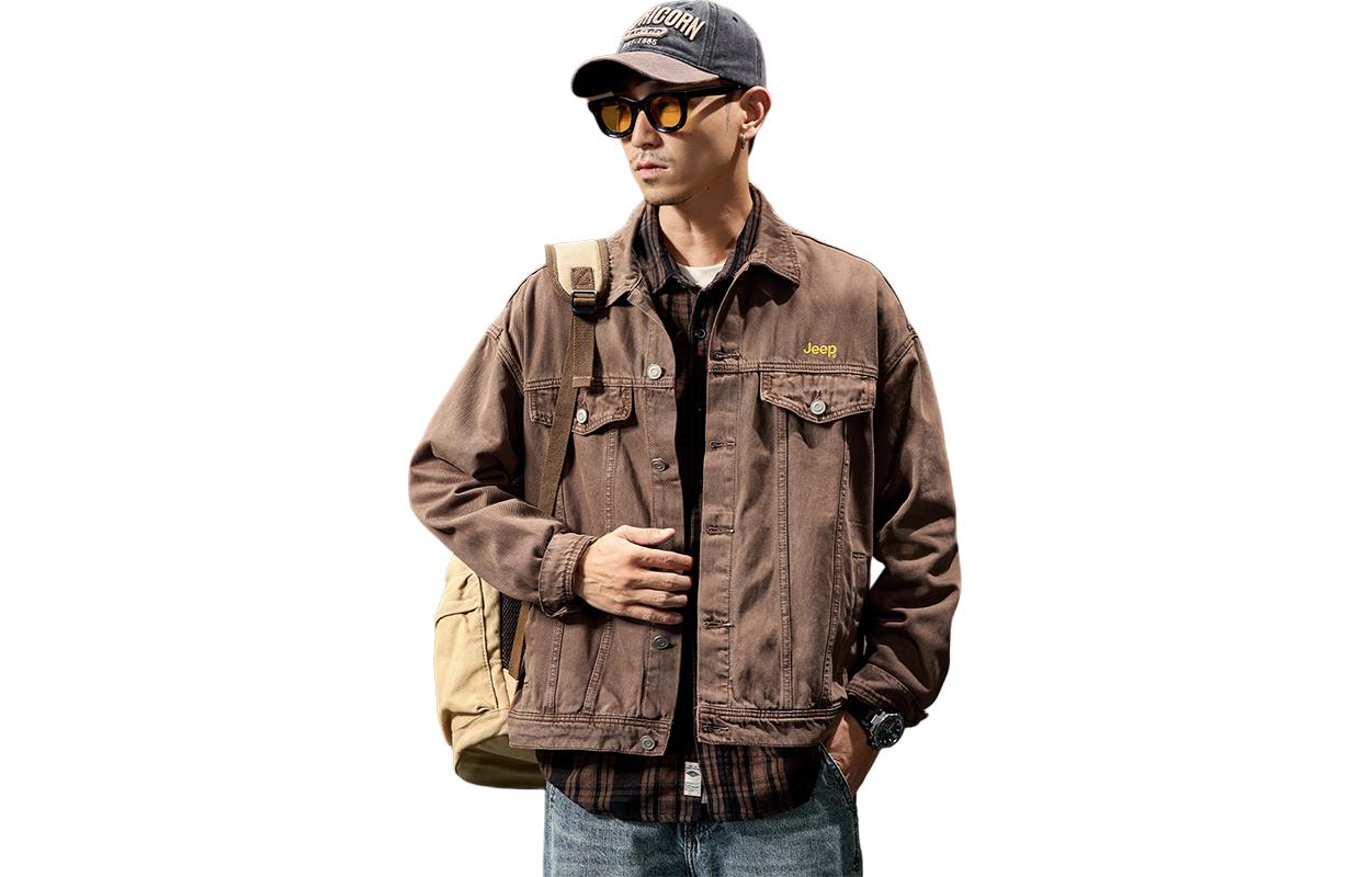 Jeep Casual Loose-Fit Utility Jacket Shirt with Turn-Down Collar P730MWJ003