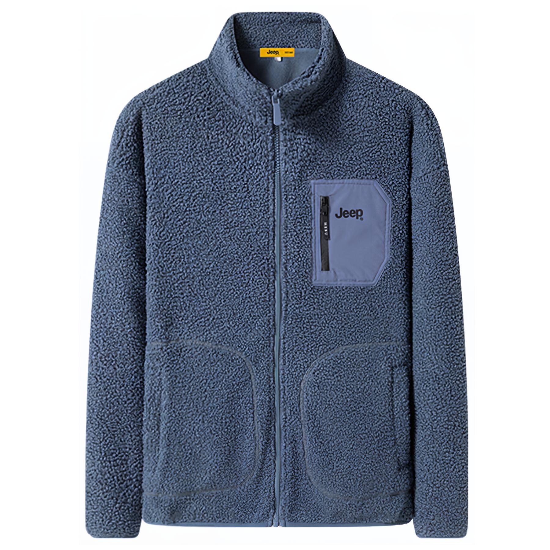 Jeep Casual Warm Fleece Jacket with Stand Collar Fashion Style P734MKJ018A