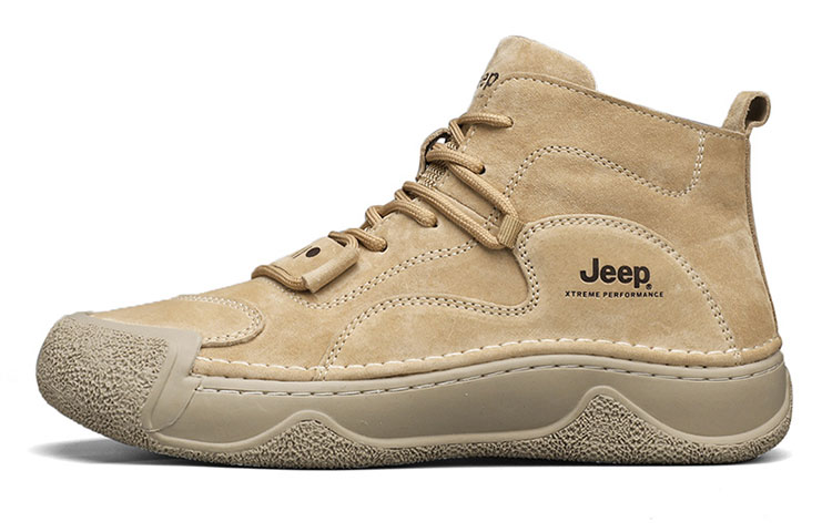 Jeep Classic Retro Leather Outdoor Boots in Khaki - Durable & Comfortable P341591255 Yellow Ochre