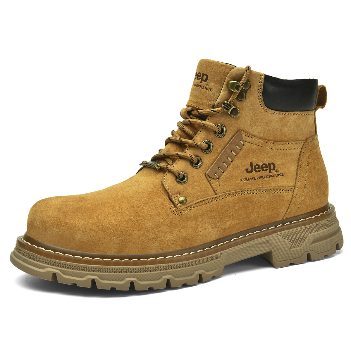 Jeep Classic Retro PU Leather Martin Boots Gold Yellow. P341291129-1 Golden Yellow