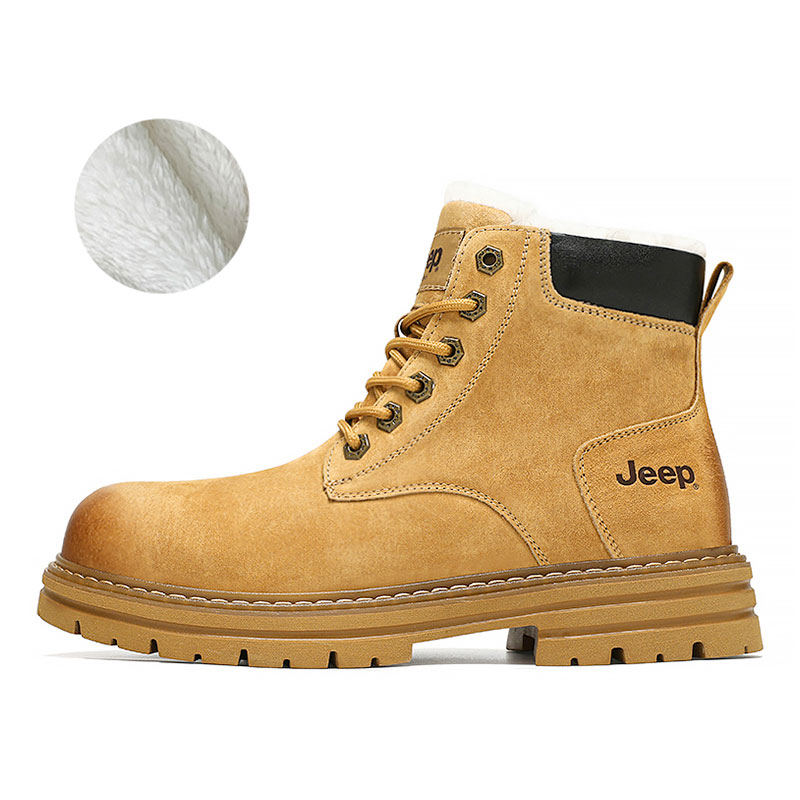 Jeep Classic Suede Yellow Boots Mens Winter Warm Outdoors Durable Martin Boots P234M08450 Golden Yellow