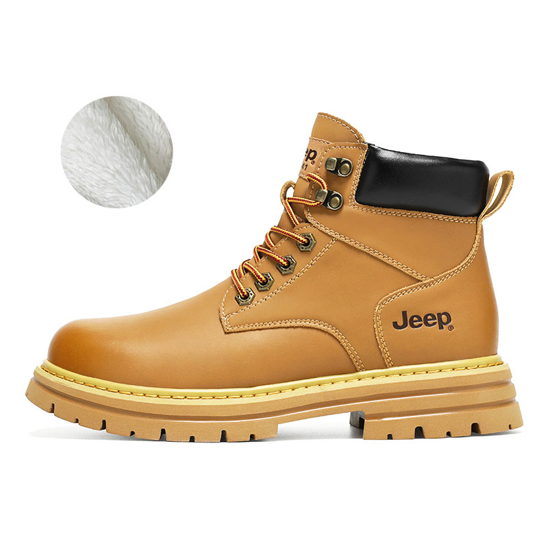 Jeep Classic Yellow Boots Men’s Martin Outdoor Hiking Durable Warm Mid-Top B224M01378 Golden Yellow