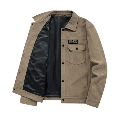 Jeep Corduroy Solid Letter Logo Embroidered Casual Business Shirt Jacket Men JBS118906
