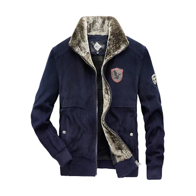 Jeep Durable Breathable Soft Coat with Fur Collar and Zipper - Jacket BB21989