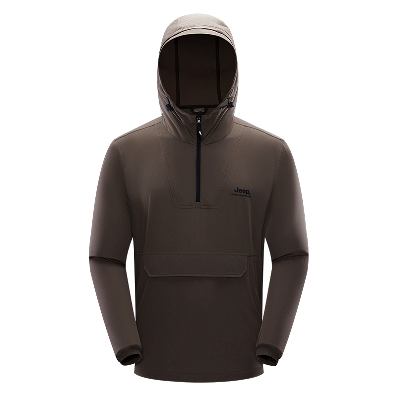 Jeep Earth Tone Lightweight Breathable Hooded Jacket with Logo Print JXP412075295