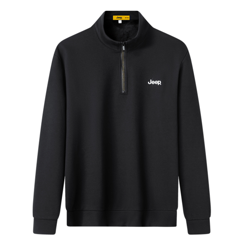 Jeep Embroidered Logo Half-Zip Polo Casual Loose Fit Long-Sleeve Sweatshirt P733MKJ019A