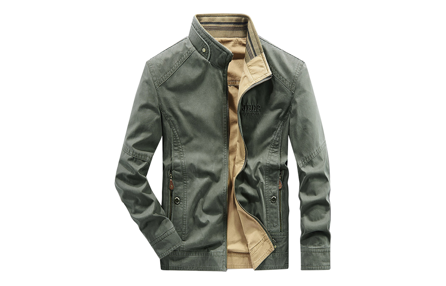 Jeep Embroidered Logo Stand Collar Casual Loose Jacket for Men ZB0660