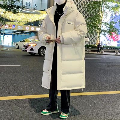 Jeep远征加厚羽绒大衣 男女连帽长款保暖防寒冬季外套 P84JMWD064 4