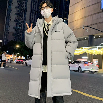 Jeep远征加厚羽绒大衣 男女连帽长款保暖防寒冬季外套 P84JMWD064 9