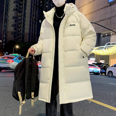 Jeep远征加厚羽绒大衣 男女连帽长款保暖防寒冬季外套 P84JMWD064 2