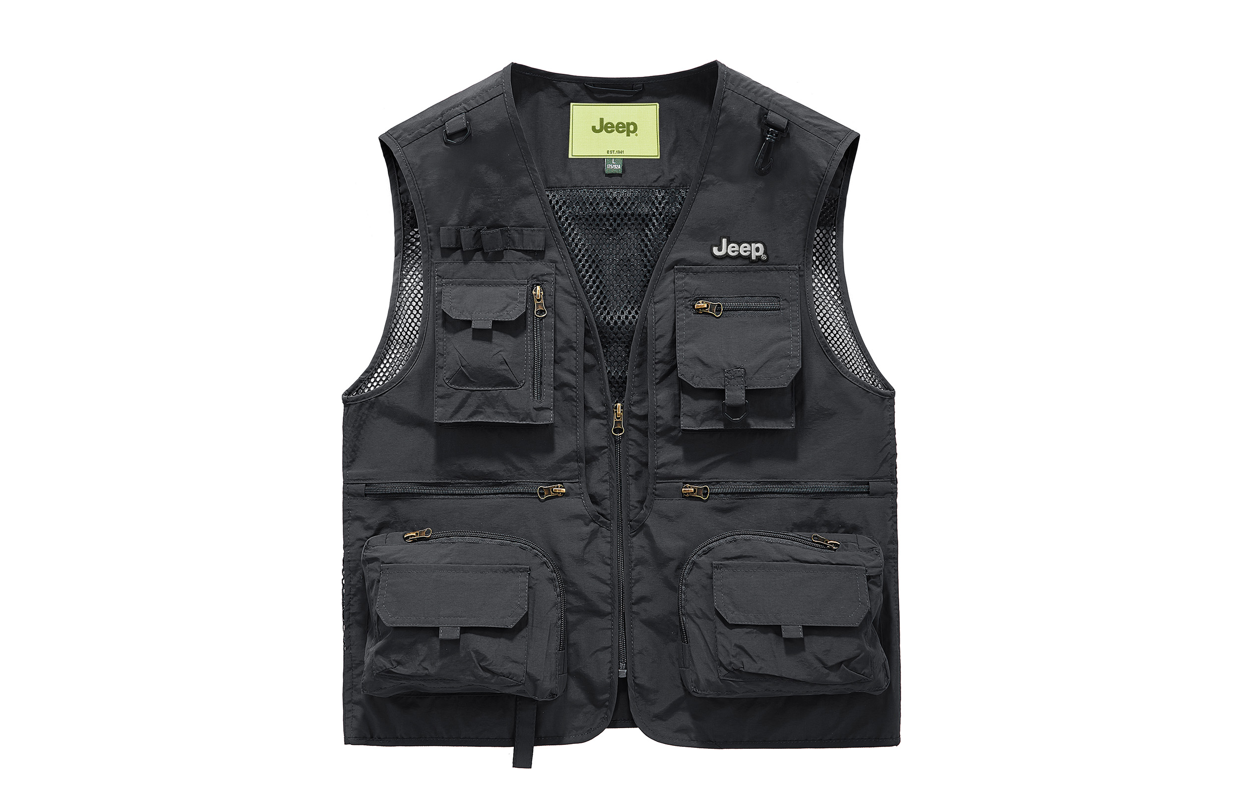 Jeep Explorer 2.0 Unisex Outdoor Utility Vest - Retro Logo, Multi-Pocket, Quick-Dry. P733MWV036