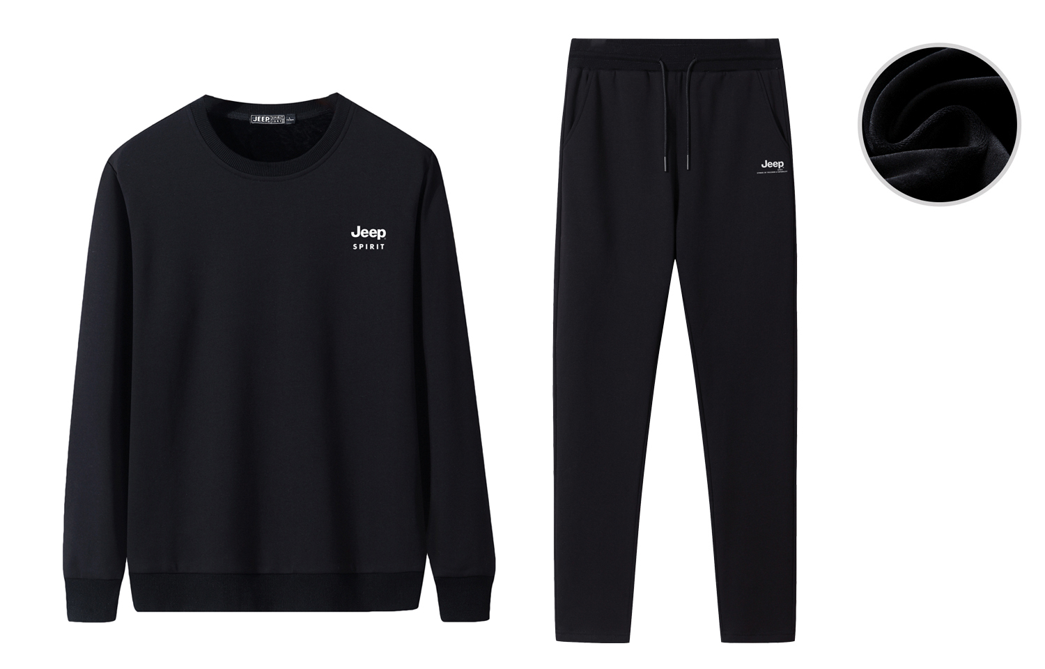 Jeep Fall Winter Logo Print Fleece Sweatshirt & Joggers Set Unisex 21MB783TT6555B6142B