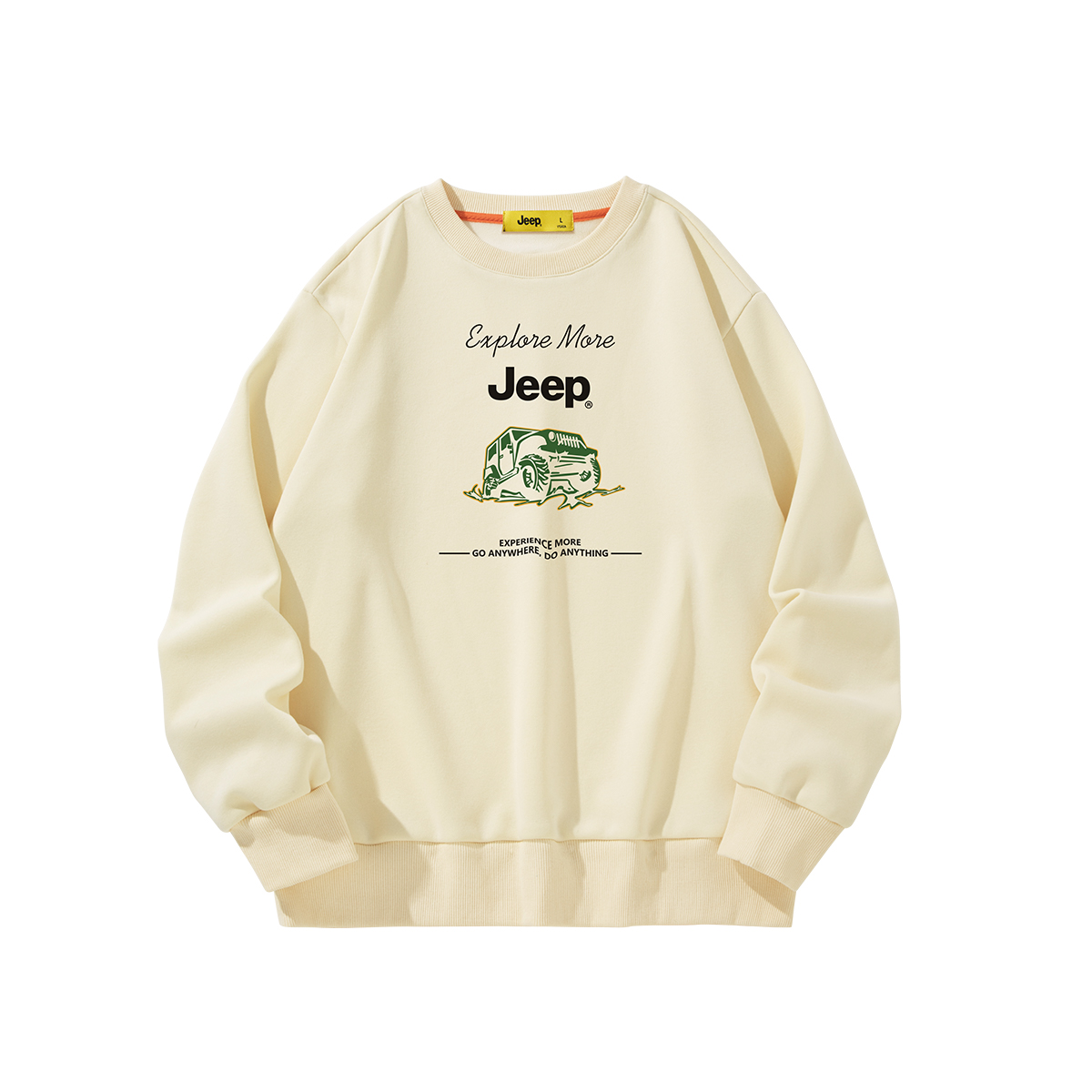 Jeep Fleece-Lined Lettering Car Print Casual Crewneck Sweatshirt P834MKJ415