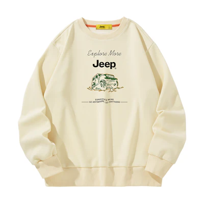 Jeep Fleece-Lined Lettering Car Print Casual Crewneck Sweatshirt P834MKJ415