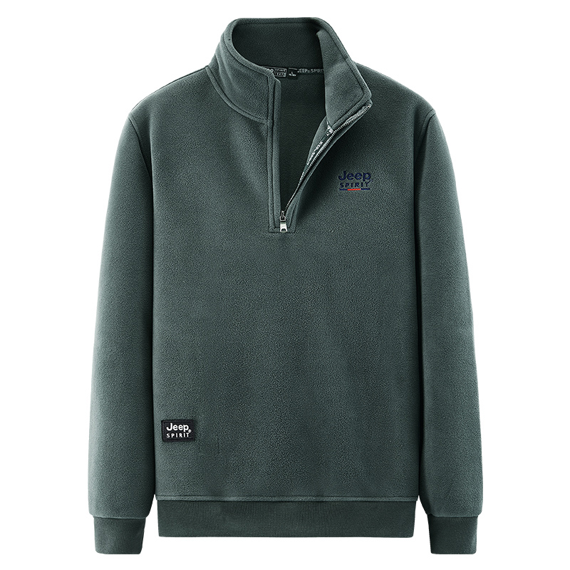 Jeep Fleece-Lined Relaxed Fit Casual Stand Collar Sweatshirt JP7281F040