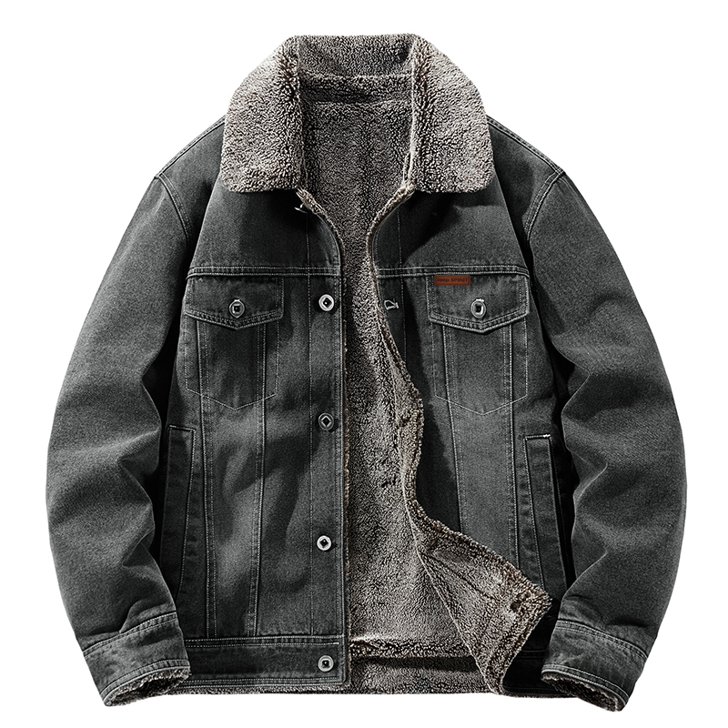 Jeep Fleece-Lined Thick Denim Jacket with Shearling for Unisex Casual Wear XYJP109JPL1559
