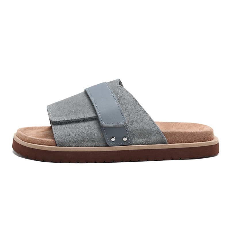 Jeep Grey EVA Leather Stitching Slide Sandals - Casual Outdoor Durable Style P230MTX307 - Khaki Gray