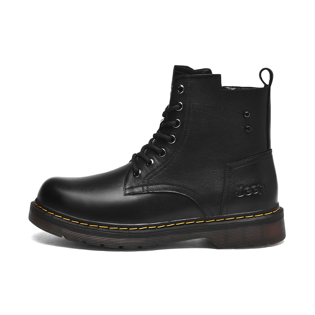 Jeep High-Top Martin Boot 'Black Leather Autumn-Winter'