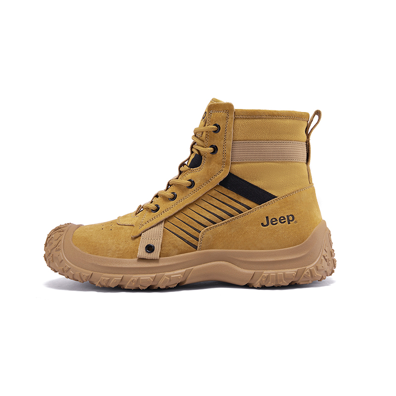 Jeep High-Top Outdoor Boots Retro Style – Taupe, Anti-Slip, Durable Soles. P244M06085 - Light Brown Color