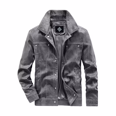 Jeep Leather Casual Jacket with Logo Print and Button-Up Design 22MB773JC3263