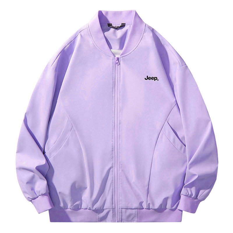 Jeep Letter Logo Light Purple Unisex Baseball Collar Outdoor Jacket P843MWJ1170