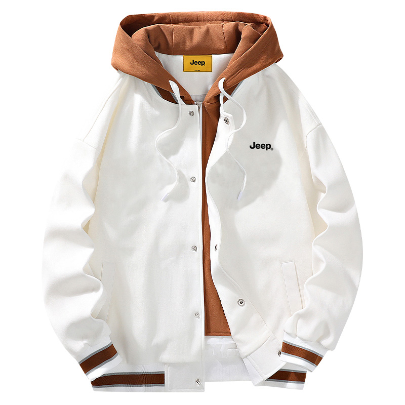 Jeep Letter Patchwork Loose Fit Hooded Jacket - Unisex Outdoor Casual Wear P843MWJ260