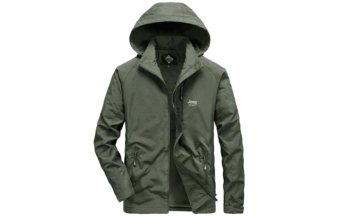 Jeep Letter Print Fleece Hoodie Jacket for Men JK2087899RC09