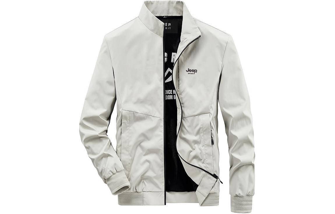 Jeep Letter Print Stand Collar Zip-Up Workwear Jacket JS2168