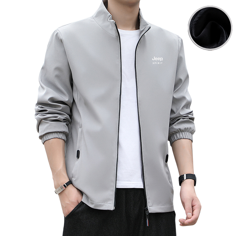 Jeep Logo Casual Business Thickened Jacket with Zipper for Men and Women 23MB783JC7356B