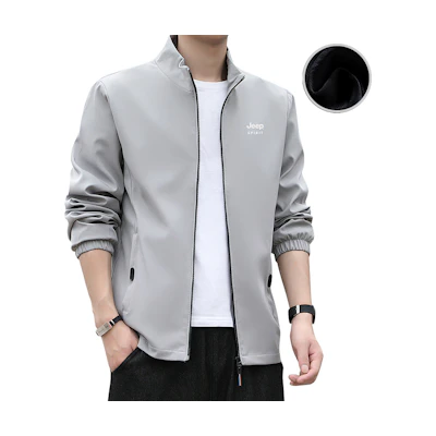 Jeep Logo Casual Business Thickened Jacket with Zipper for Men and Women 23MB783JC7356B