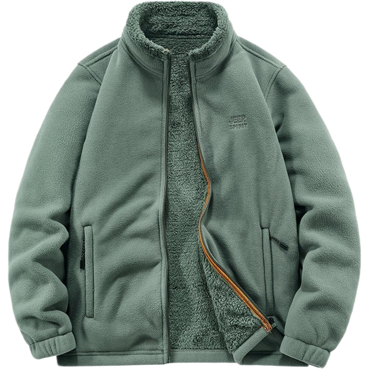 Jeep Logo Fleece Jacket with Zipper, Thickened for Fall/Winter Casual Wear YSF1003