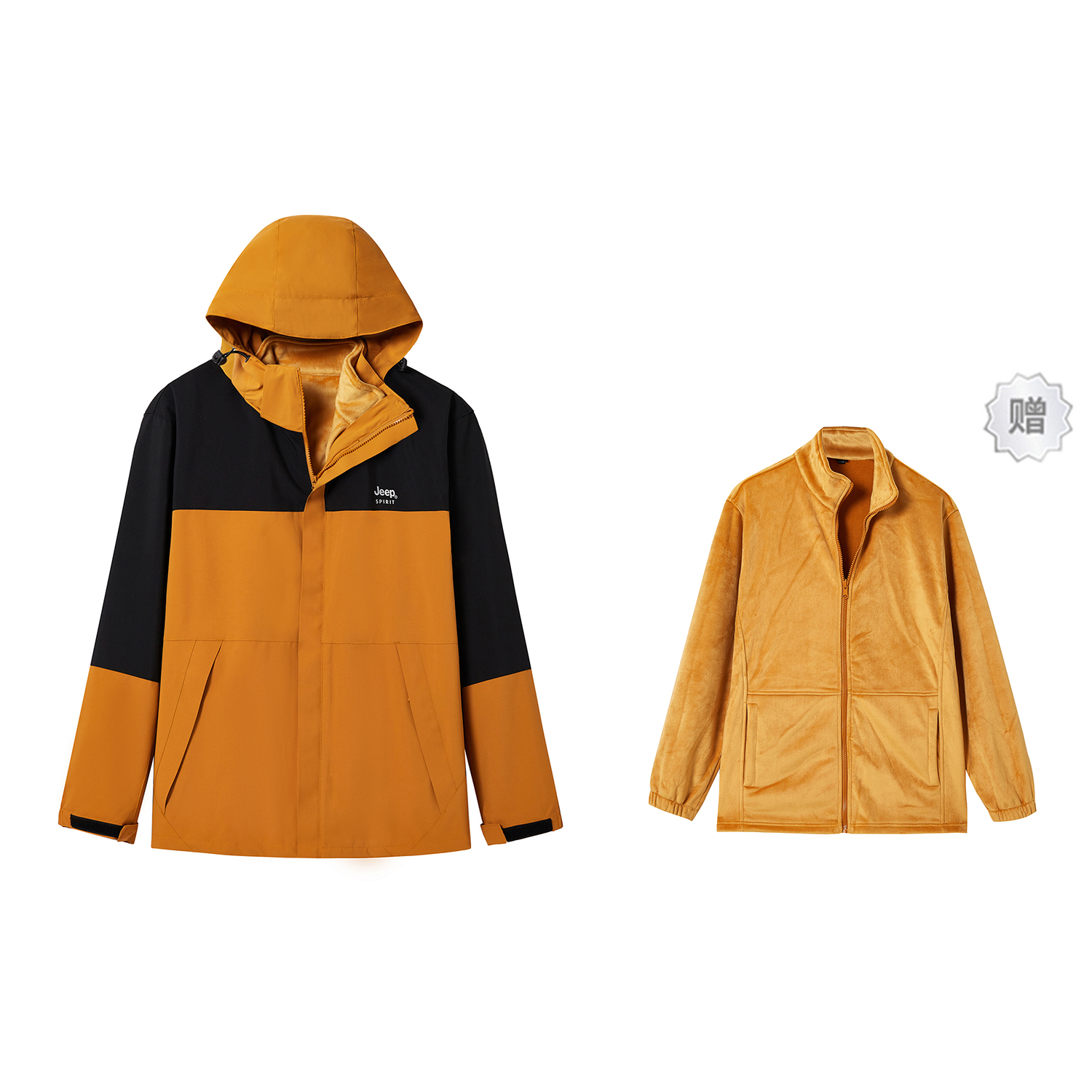 Jeep Logo Outdoor Hooded 3-in-1 Jacket with Removable Fleece Liner Unisex Winter 23MB783JC7287B