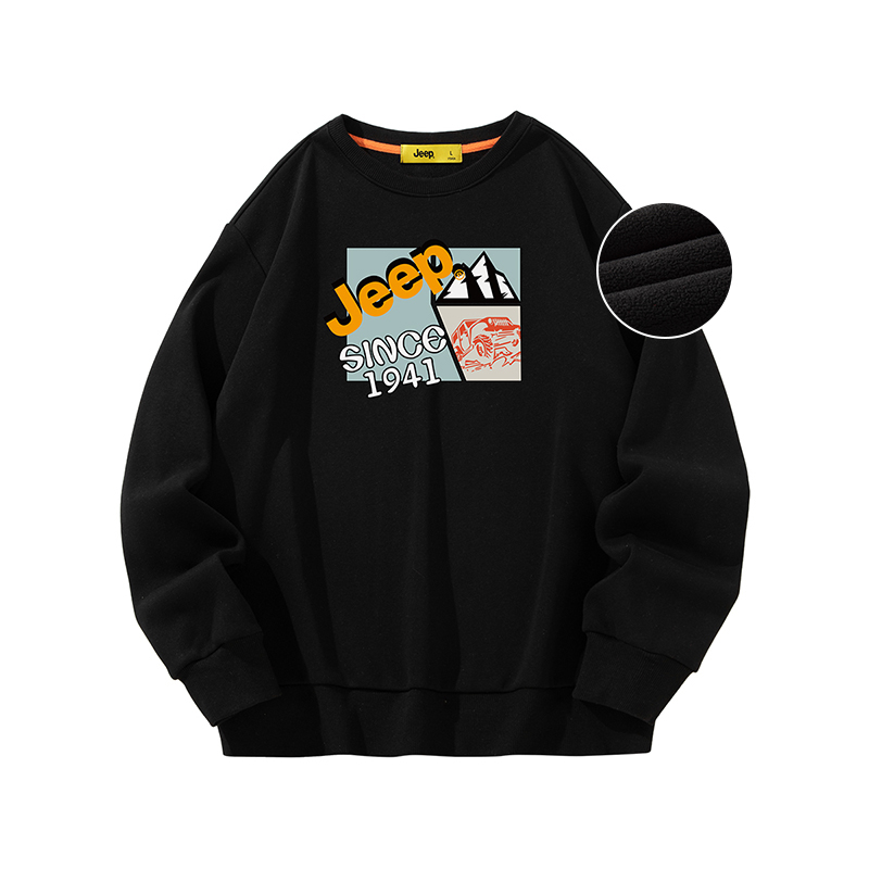 Jeep Logo Print Crewneck Pullover Sweatshirt - Warm, Thick, Casual Fit P834MKJ414