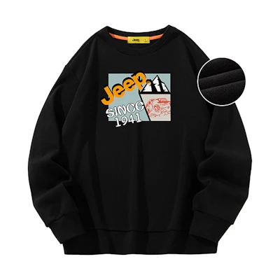 Jeep Logo Print Crewneck Pullover Sweatshirt - Warm, Thick, Casual Fit P834MKJ414