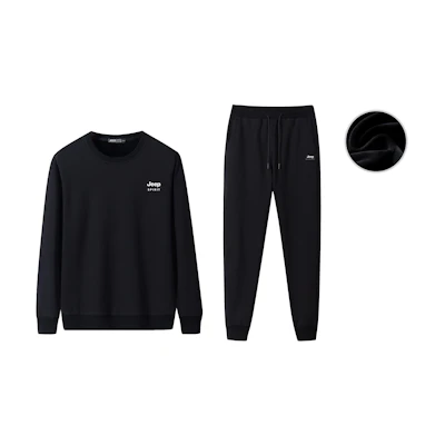 Jeep Logo Print Fleece Lined Sweatshirt & Jogger Set Unisex Winter Collection 21MB783TT6555B6137B