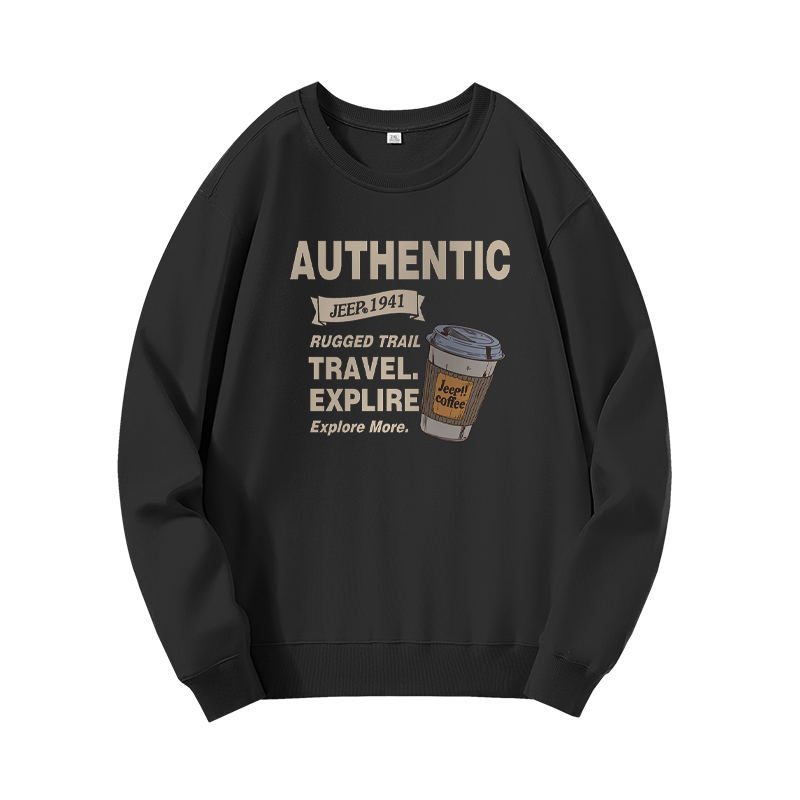 Jeep Logo Print Oversized Crewneck Sweatshirt Unisex Long Sleeve Casual Wear P743MKJ446