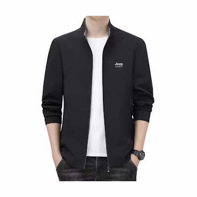 Jeep Logo Print Zip-Up Utility Jacket with Stand Collar 24MA773JC9118