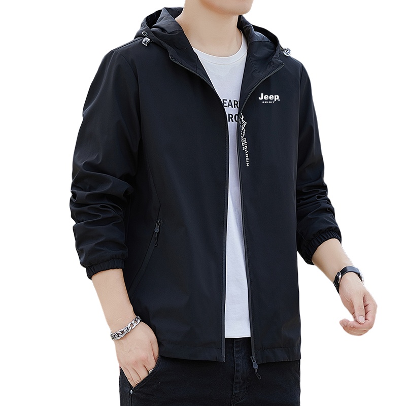 Jeep Logo Printed Waterproof Hooded Jacket - Casual Stylish Outerwear JEEP99791H