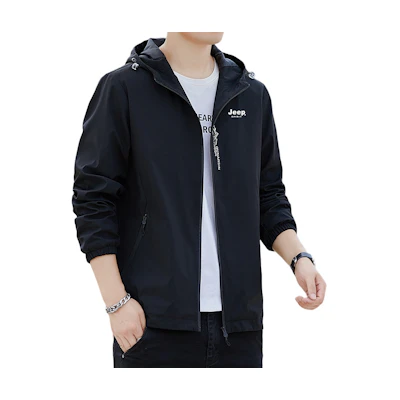 Jeep Logo Printed Waterproof Hooded Jacket - Casual Stylish Outerwear JEEP99791H