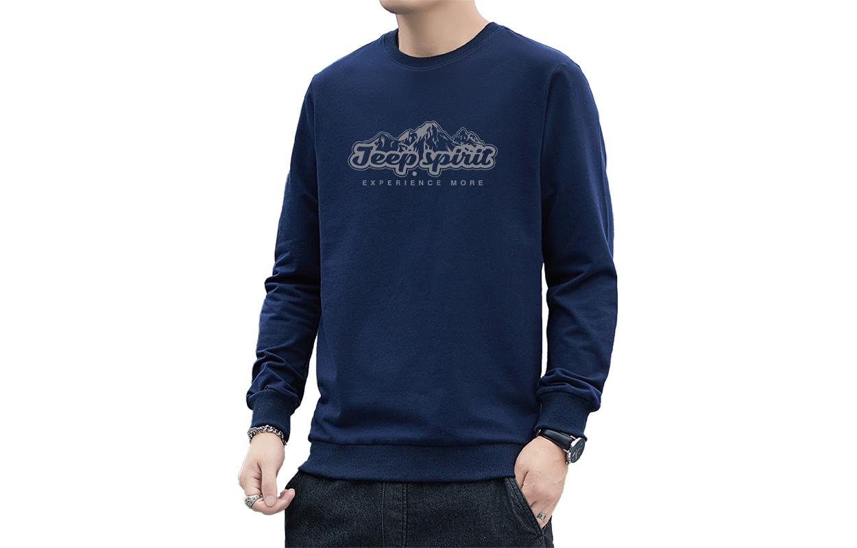 Jeep Logo Solid Color Crewneck Casual Long Sleeve Sweatshirt Male 24MA783SS7396