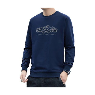Jeep Logo Solid Color Crewneck Casual Long Sleeve Sweatshirt Male 24MA783SS7396