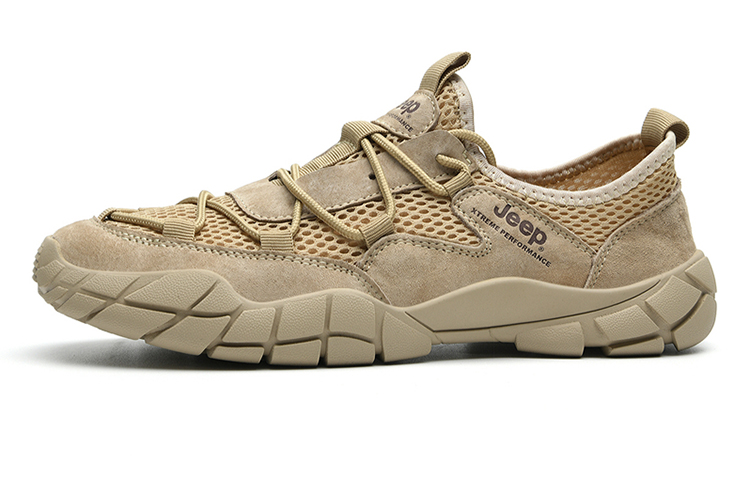 Jeep Low-Top Leather Hiking Shoes Sand Color Lightweight & Durable P211091207 Sand Color.