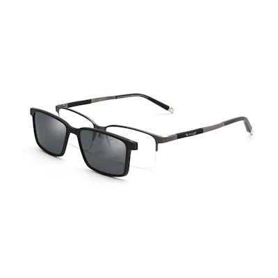 Jeep Magnetic Clip-On Square Titanium Sunglasses for Men JEEPT7086B