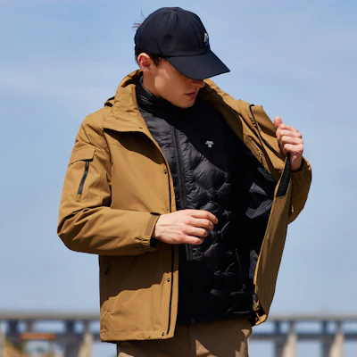 Jeep 男士三合一战术羽绒夹克 防水防风户外登山服 J142094073 3