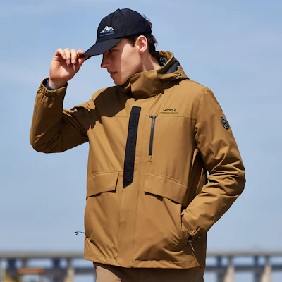Jeep 男士三合一战术羽绒夹克 防水防风户外登山服 J142094073 4