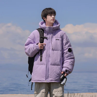 Jeep极简风多巴胺色轻薄羽绒服男女同款休闲短款外套 P844MWD245 8