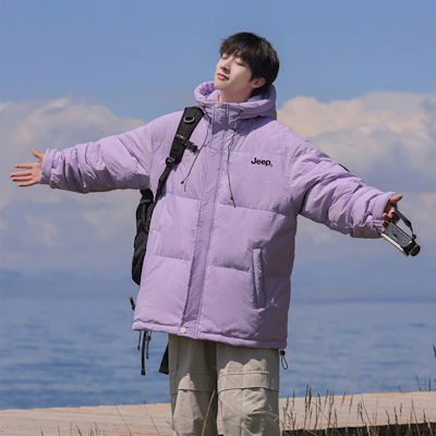 Jeep极简风多巴胺色轻薄羽绒服男女同款休闲短款外套 P844MWD245 9