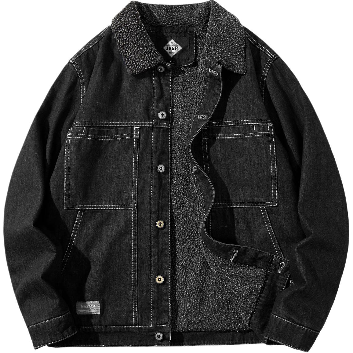 Jeep Multi-Pocket Fleece-Lined Denim Jacket for Fall/Winter 22MB773JC3285